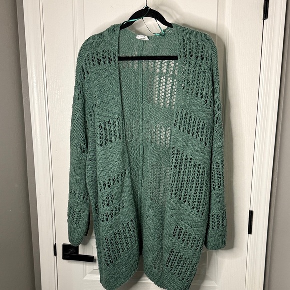 BUCKETLIST Green Open Knit Cardigan - Picture 1 of 5